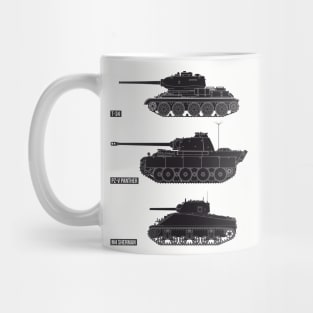 Three famous WW2 tanks of the USSR, Germany and the USA (black) Mug